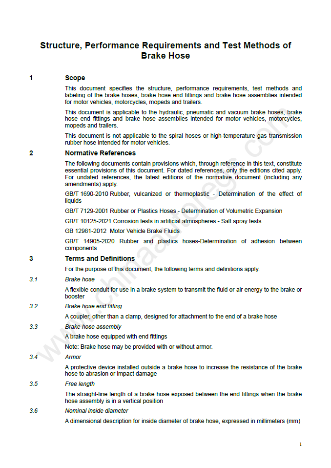 GB 16897-2022英文版翻译 制动软管的结构、性能要求及试验方法