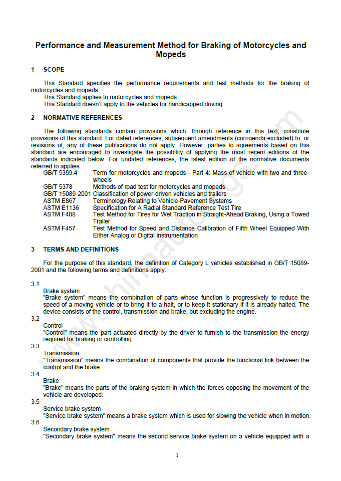 GB 20073-2018英文版翻译 摩托车制动性能要求及试验方法