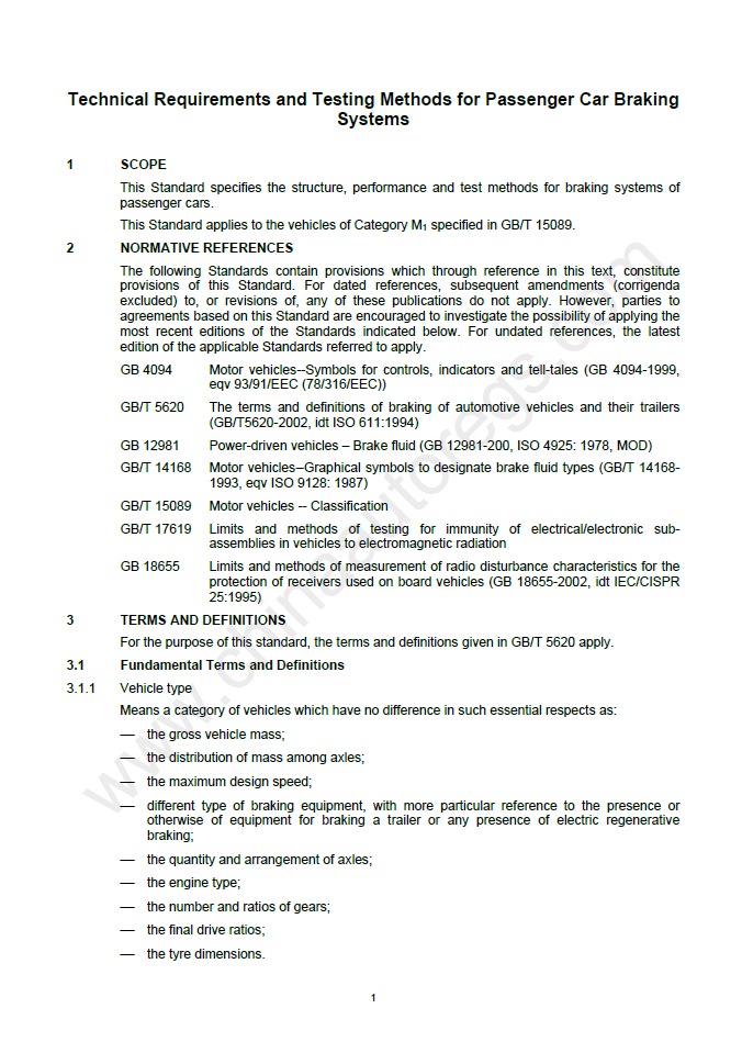 GB 21670-2008英文版翻译 乘用车制动系统技术要求及试验方法