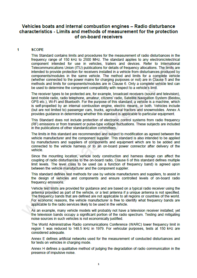 GB/T 18655-2018英文版翻译《车辆、船和内燃机 无线电骚扰特性 用于保护车载接收机的限值和测量方法》