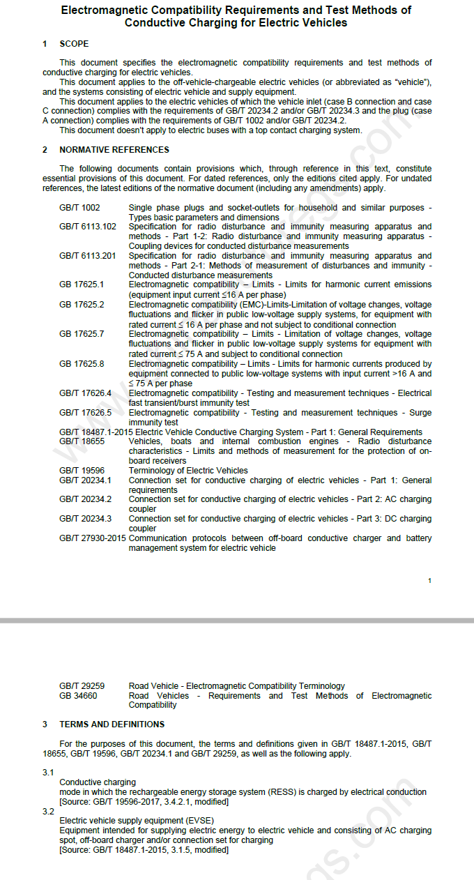 GB/T 40428-2021英文版翻译 电动汽车传导充电电磁兼容性要求和试验方法
