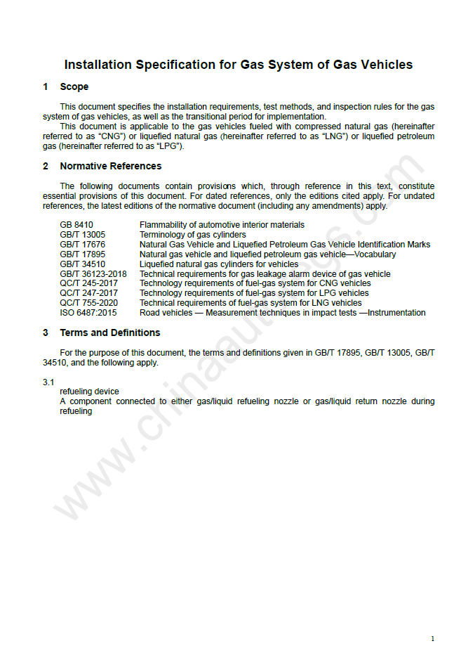 GB 19239-2022英文版翻译 燃气汽车燃气系统安装规范