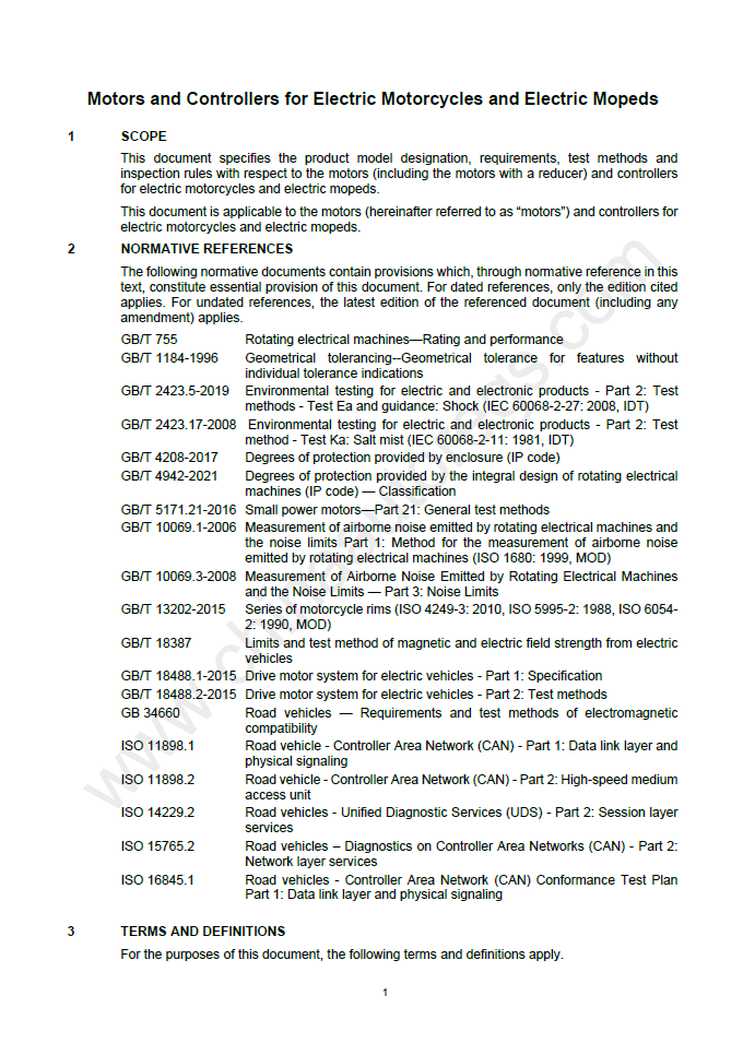 QC/T 792-2022英文版翻译 电动摩托车和电动轻便摩托车驱动用电机及其控制器
