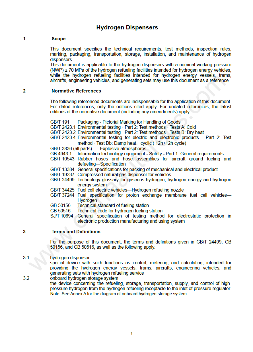 GB/T 31138-2022 英文版翻译 加氢机 Hydrogen dispensers