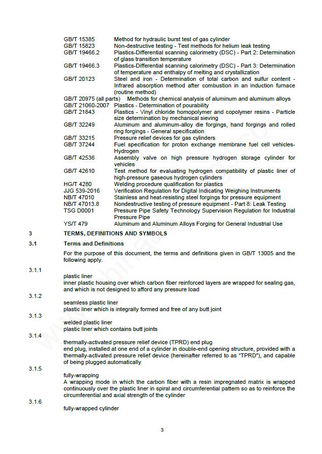 GB/T 42612-2023英文版翻译 车用压缩氢气塑料内胆碳纤维全缠绕气瓶