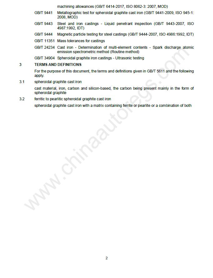 GB/T 1348-2019英文版翻译 球墨铸铁件 Spheroidal Graphite Iron Castings